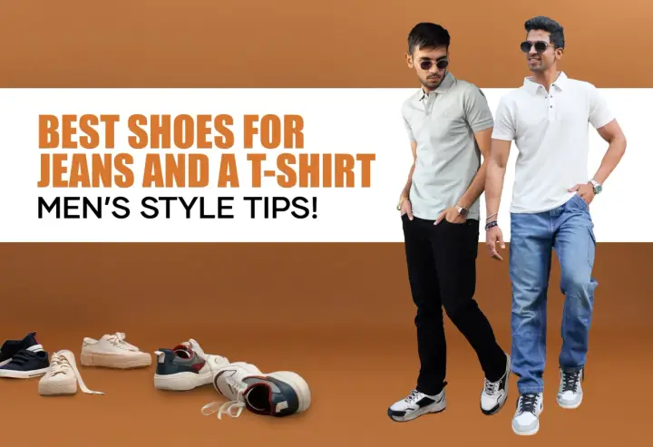 Discover the best shoes for men to wear with jeans and a t-shirt. Stylish sneakers and casual footwear are showcased.